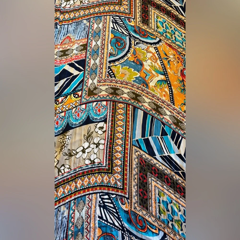 🌸 Colorful, Vibrant, Patterned Bohemian-inspired Design Scarf 70” - Picture 4 of 6